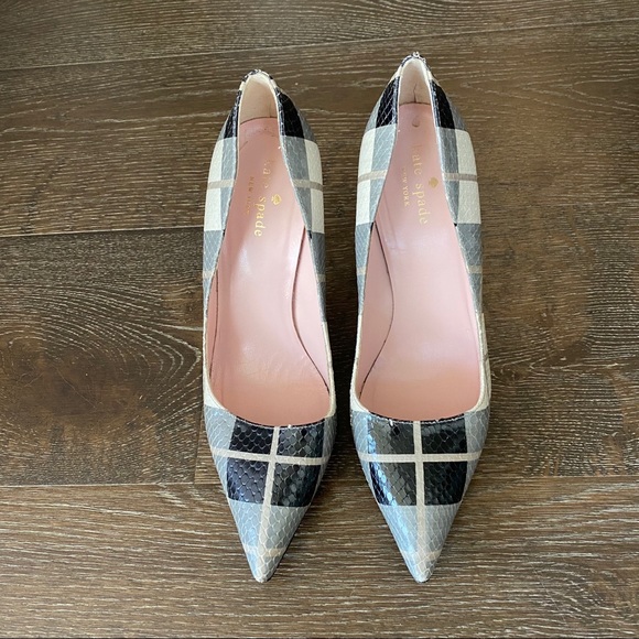 Kate Spade “Licorice too” grey plaid pump - Picture 1 of 10